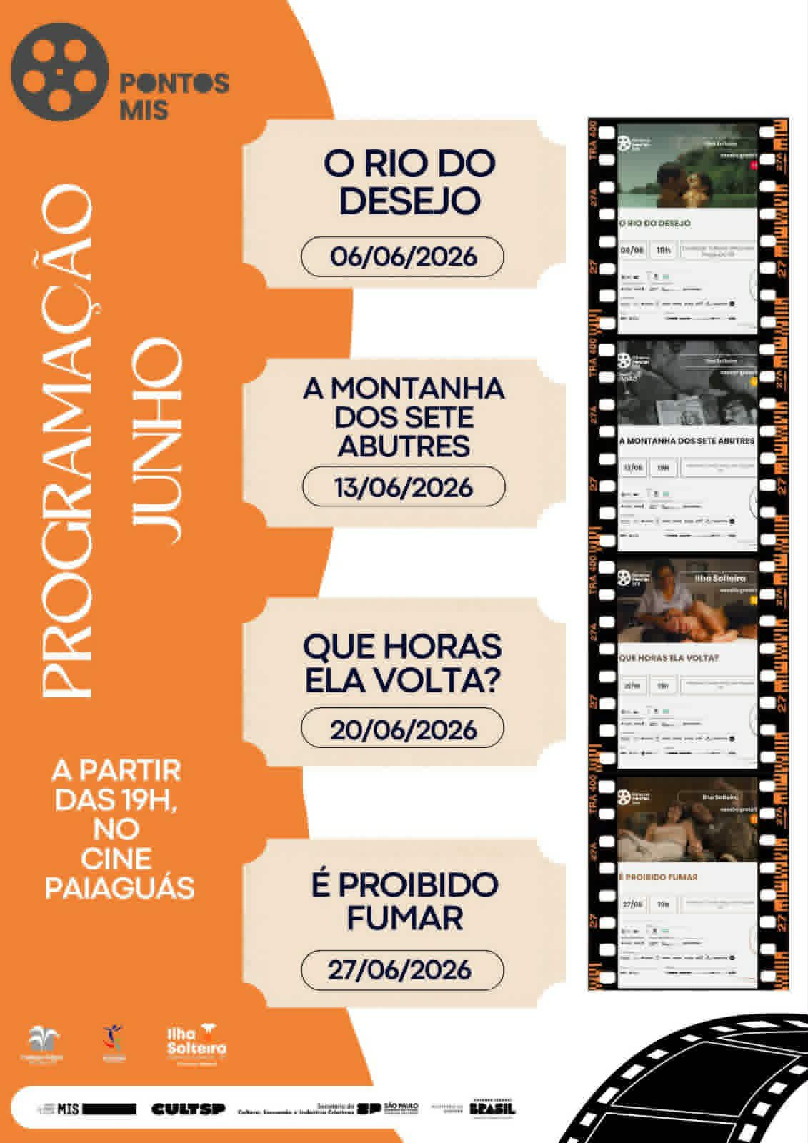 PROGRAMAÇÃO COMPLETA DO MÊS DE JUNHO DAS SESSÕES DO PONTO MIS